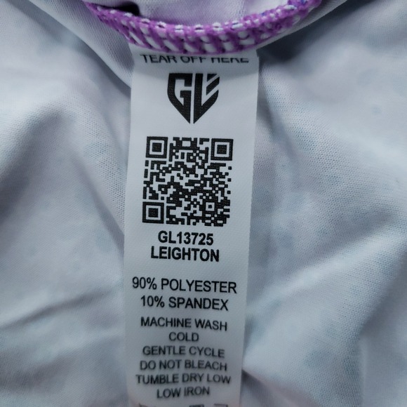 Graham Luxe Polo Shirt Mens Large Purple Performance Stretch Golf Geometric - Picture 6 of 8